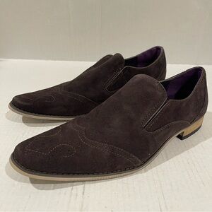 Men’s Zota Italian Classic Brown Suede Slip On Loafers Dress Shoes Size 7.5 US!